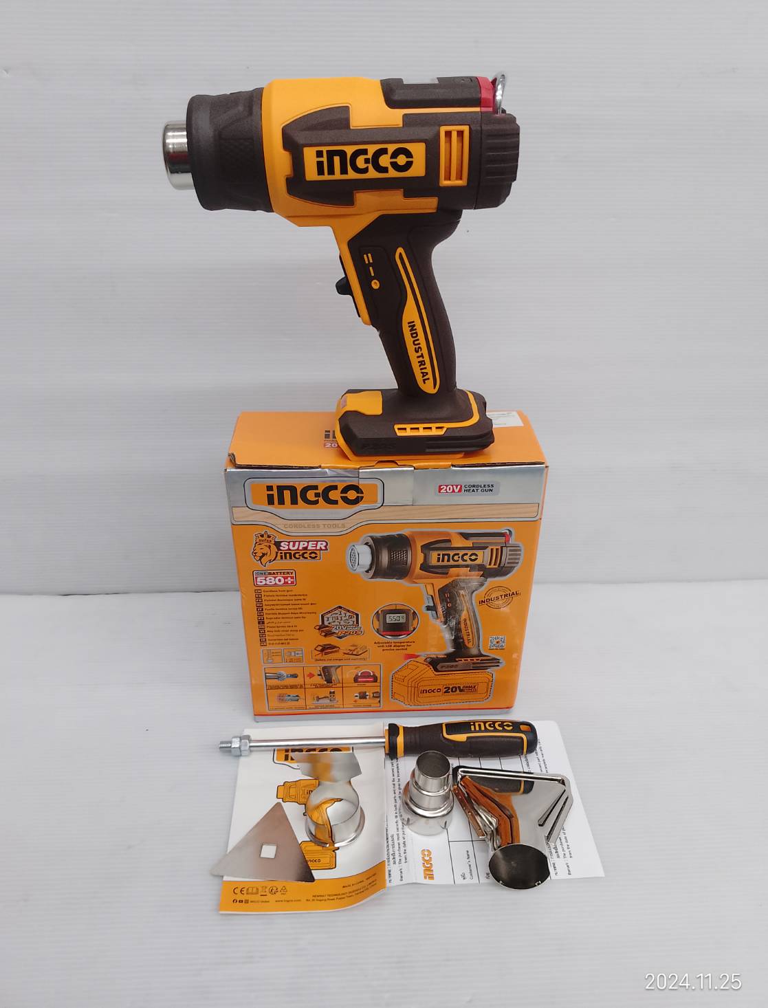 INGCO เครื่องเป่าลมร้อนไร้สาย จอ LCD รุ่น HGLI2003 ( เครื่องเปล่า )