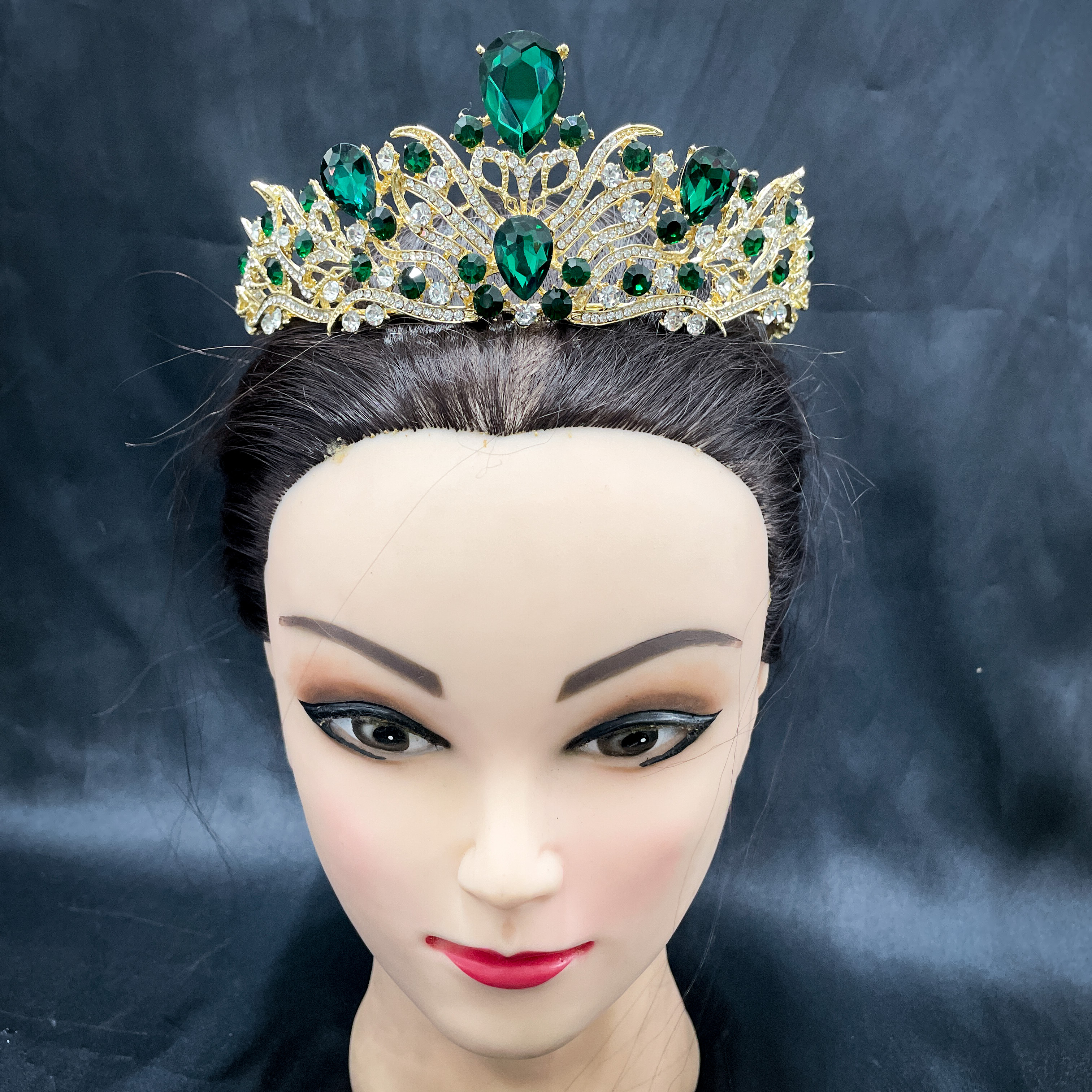 (พร้อมส่ง) เทียร่า 341 สีเขียว งานสวย ปราณีต QCเพชรทุกเม็ด สินค้าพร้อมส่งจากไทย