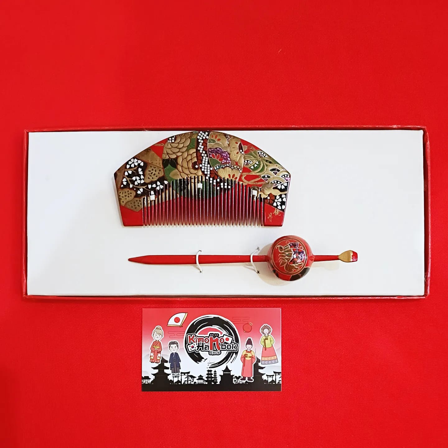 ชุดปิ่นไม้โทนสีแดงคู่PINW20016