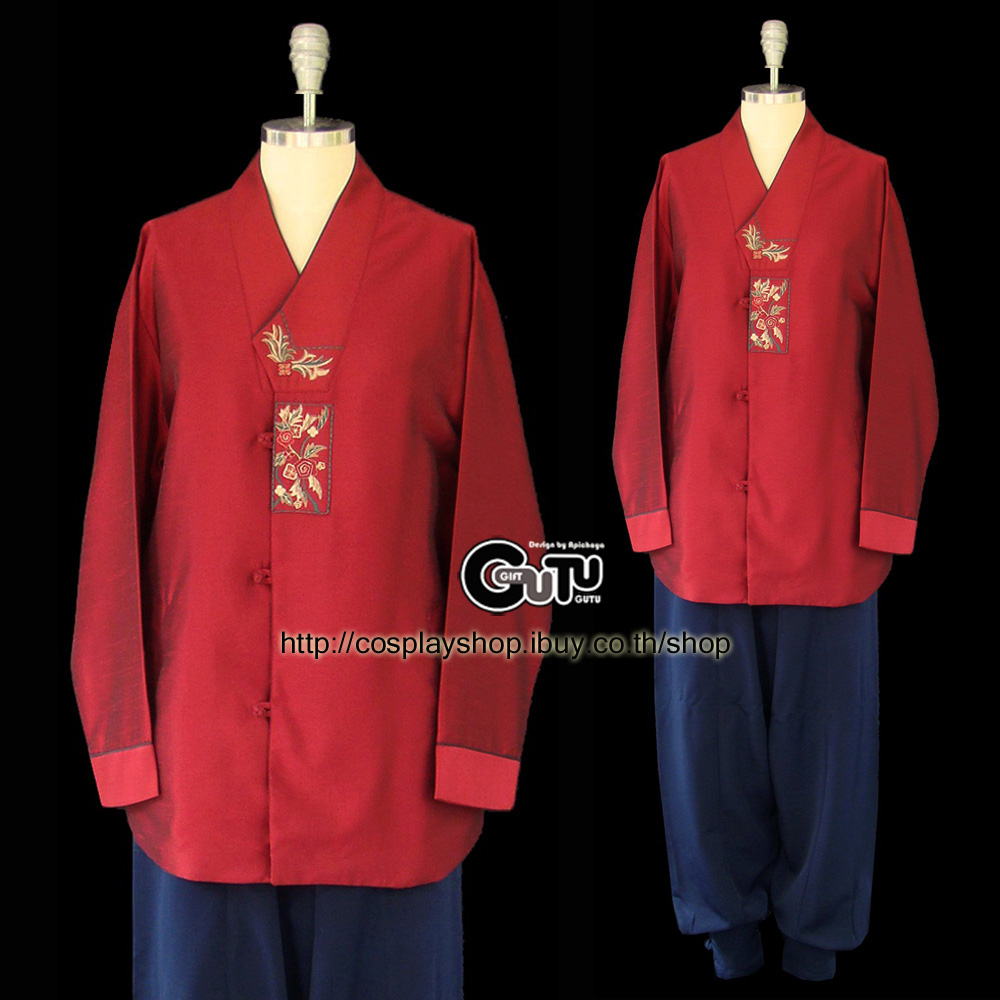 ชุดปะจำชาติเกาหลีชาย สีแดง/น้ำเงิน รุ่น2ชิ้น 06