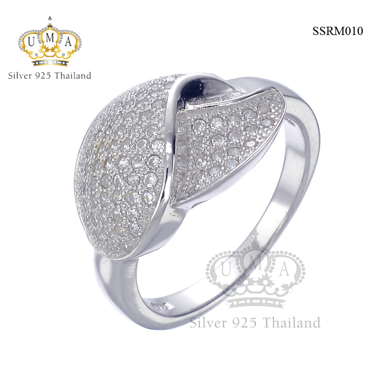แหวนเงินแท้925เพรชประดับเพรชแท้สวิส เกรดดี น้ำใส