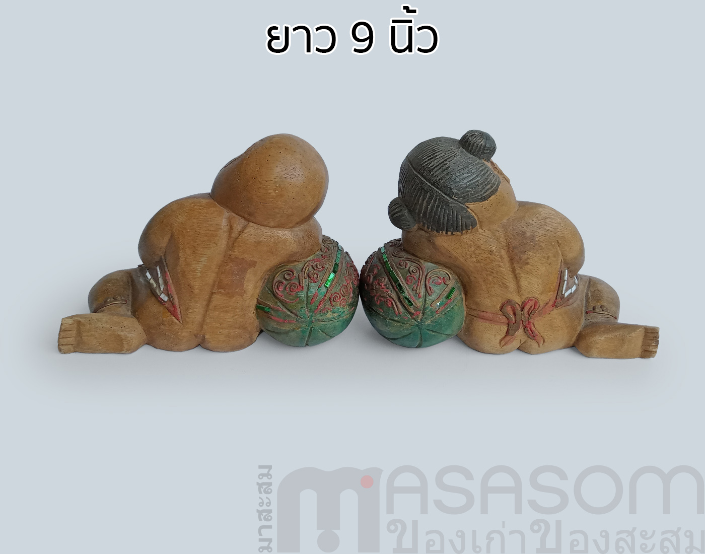 ตุ๊กตาไม้แกะสลักเด็กจีนนั่งหนุนแตง