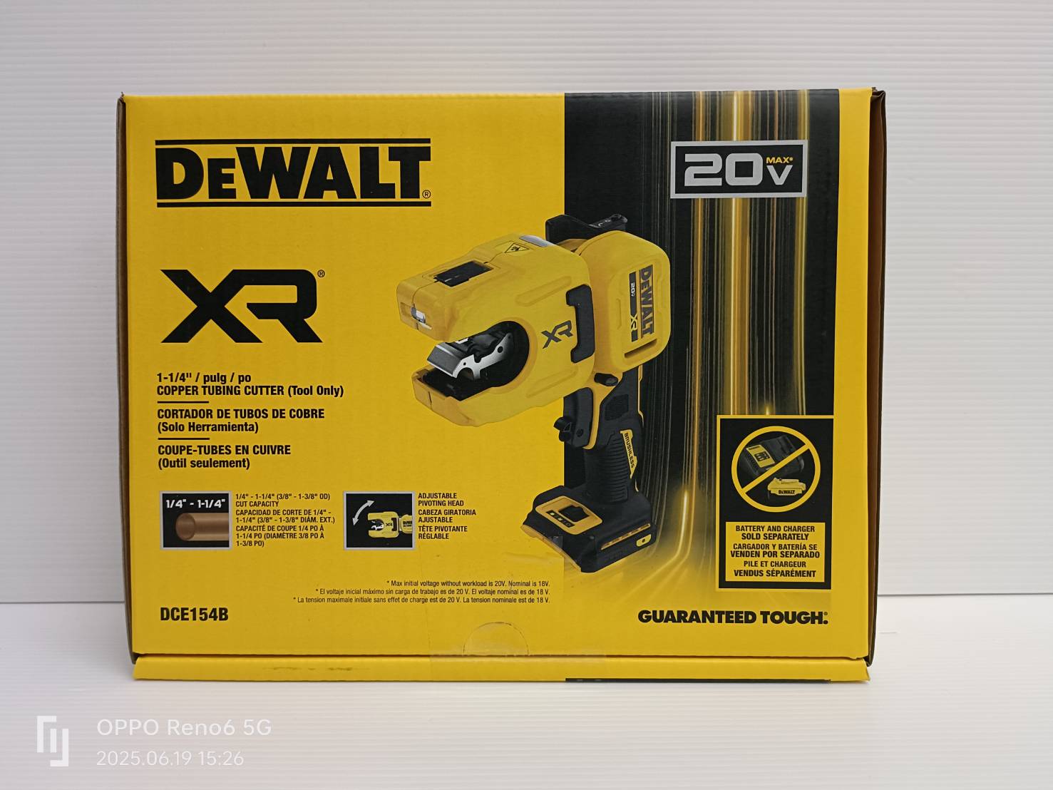 DEWALT รุ่น DCE154B เครื่องตัดท่อทองแดงไร้สาย 20V