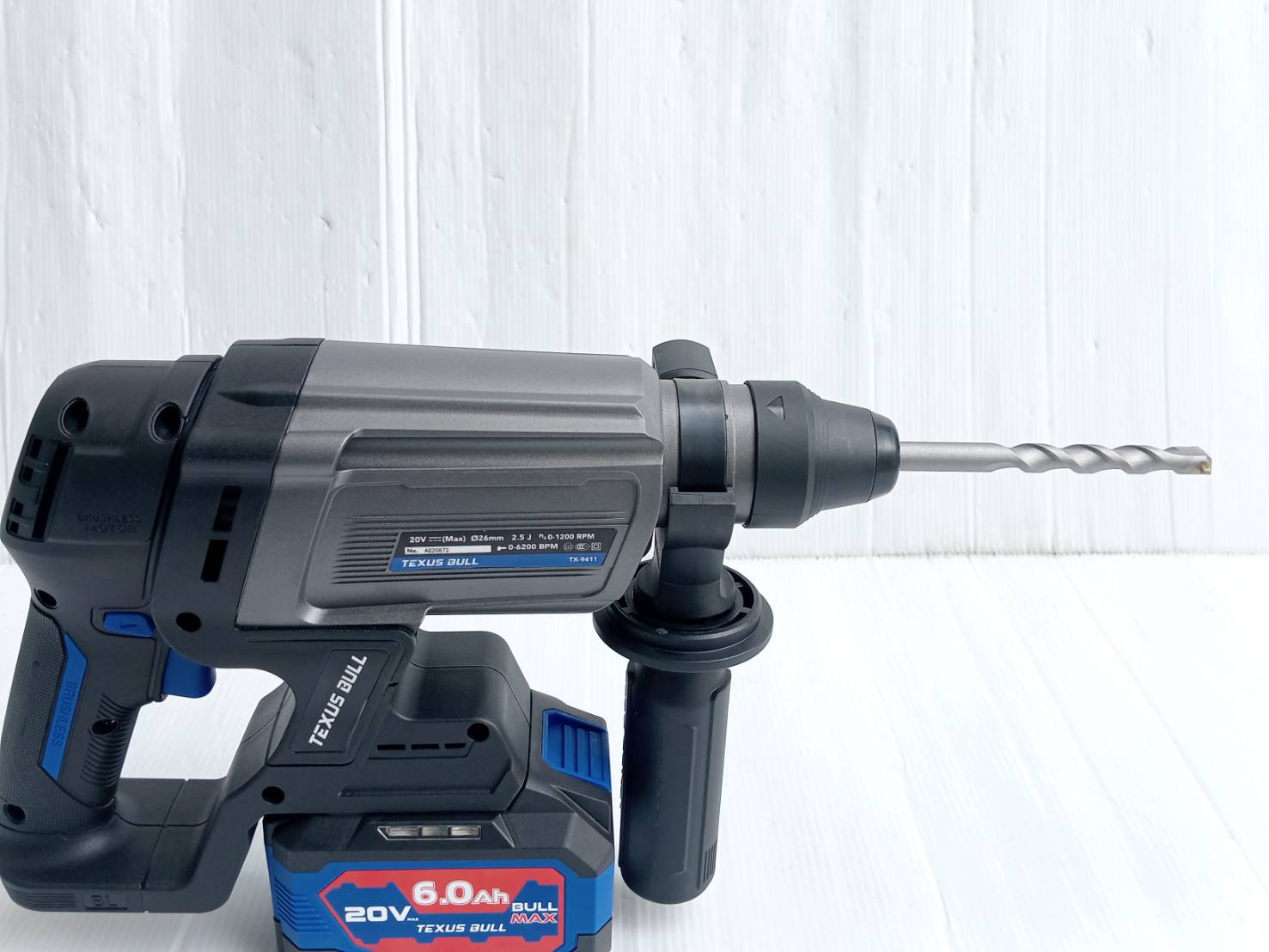 TEXUS BULL รุ่น TX-8222 ชุดสว่านโรตารี่และเจียรมือไร้สาย20V.พร้อมแบตเตอรี่ x6.0Ah 2 ก้อน
