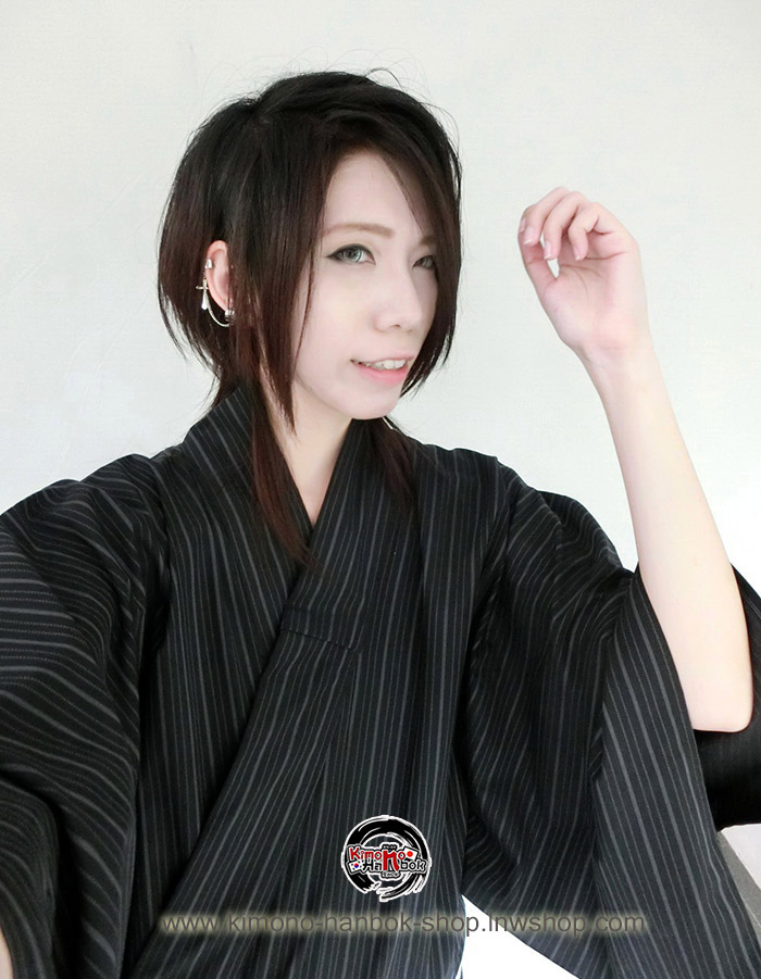 ชุดยูกาตะชายสีดำเทาลายริ้วลง02