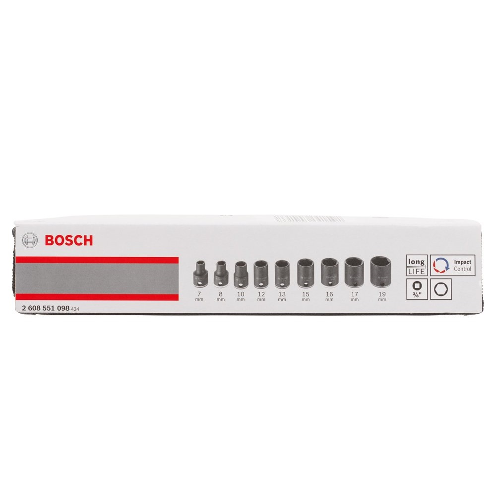 BOSCH รุ่น 2608551098 ชุดลูกบล็อก 9 ชิ้น 3/8 นิ้ว (7-19mm.)