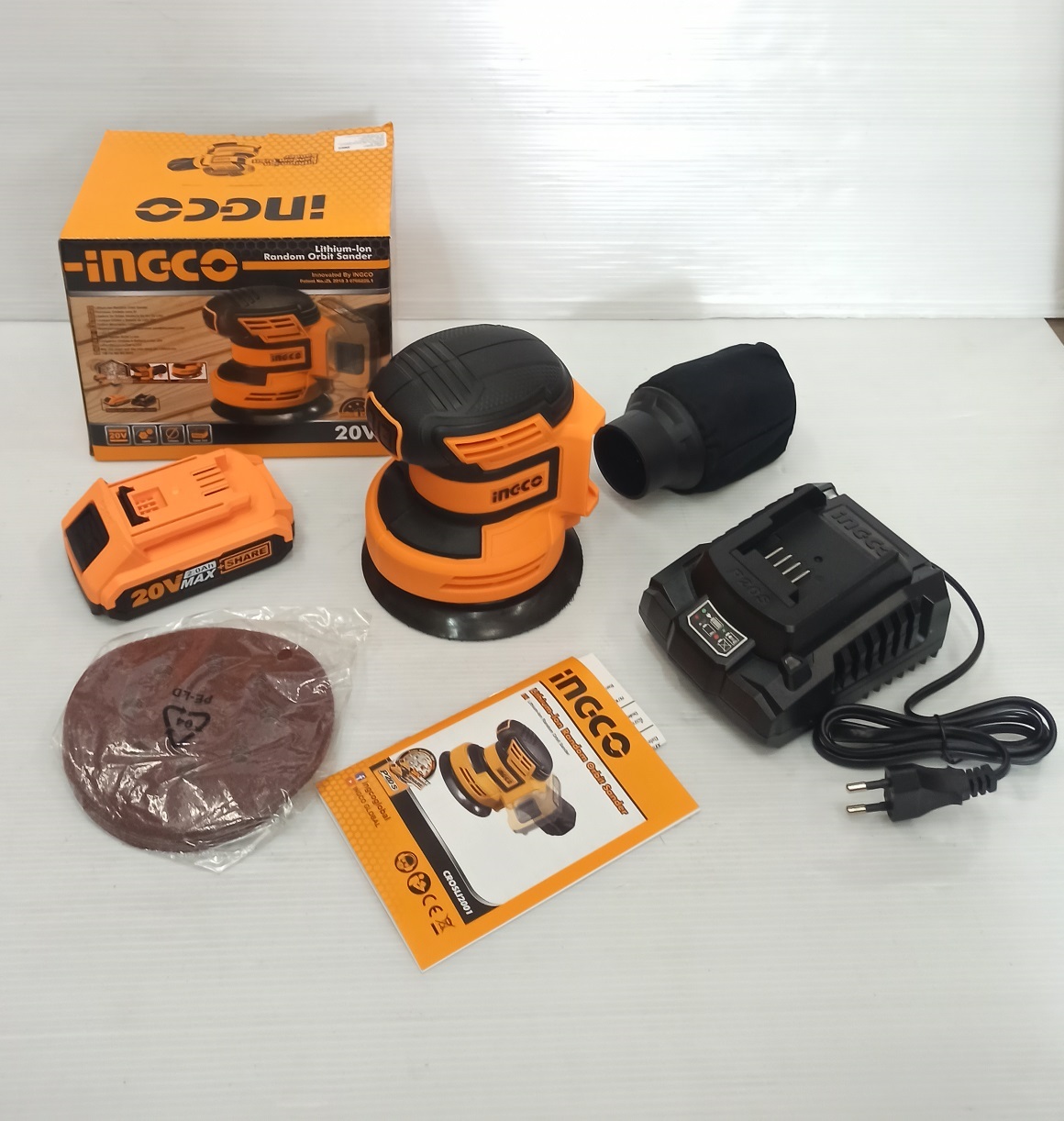 ขัดกระดาษทรายกลม5" 20V CROSLI2001 KIT INGCO พร้อมแบต พร้อมแท่นชาร์จ