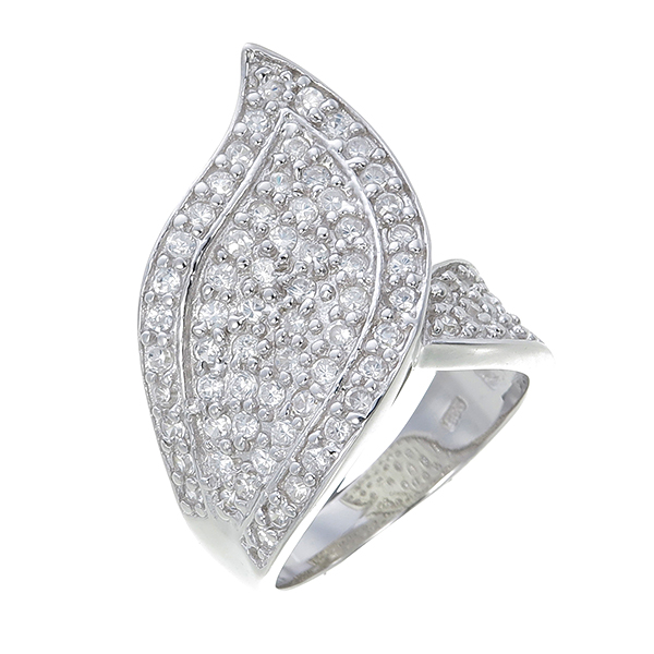 แหวนเพชร ประดับ เพชรCZ แหวนไขว้ทรงใบไม้ ตัวเรือนเงินแท้100% (เงินแท้92.5%) ฝังเพชรแวววาว งานประณีต สวยหรูดูแพง งานเวอร์วังอลังการ ใส่ติดนิ้วได้ทุกงาน รับรองไม่ซ้ำใครแน่นอน [Size 6 = เบอร์ 52 (ร้านทองทั่วไป)]