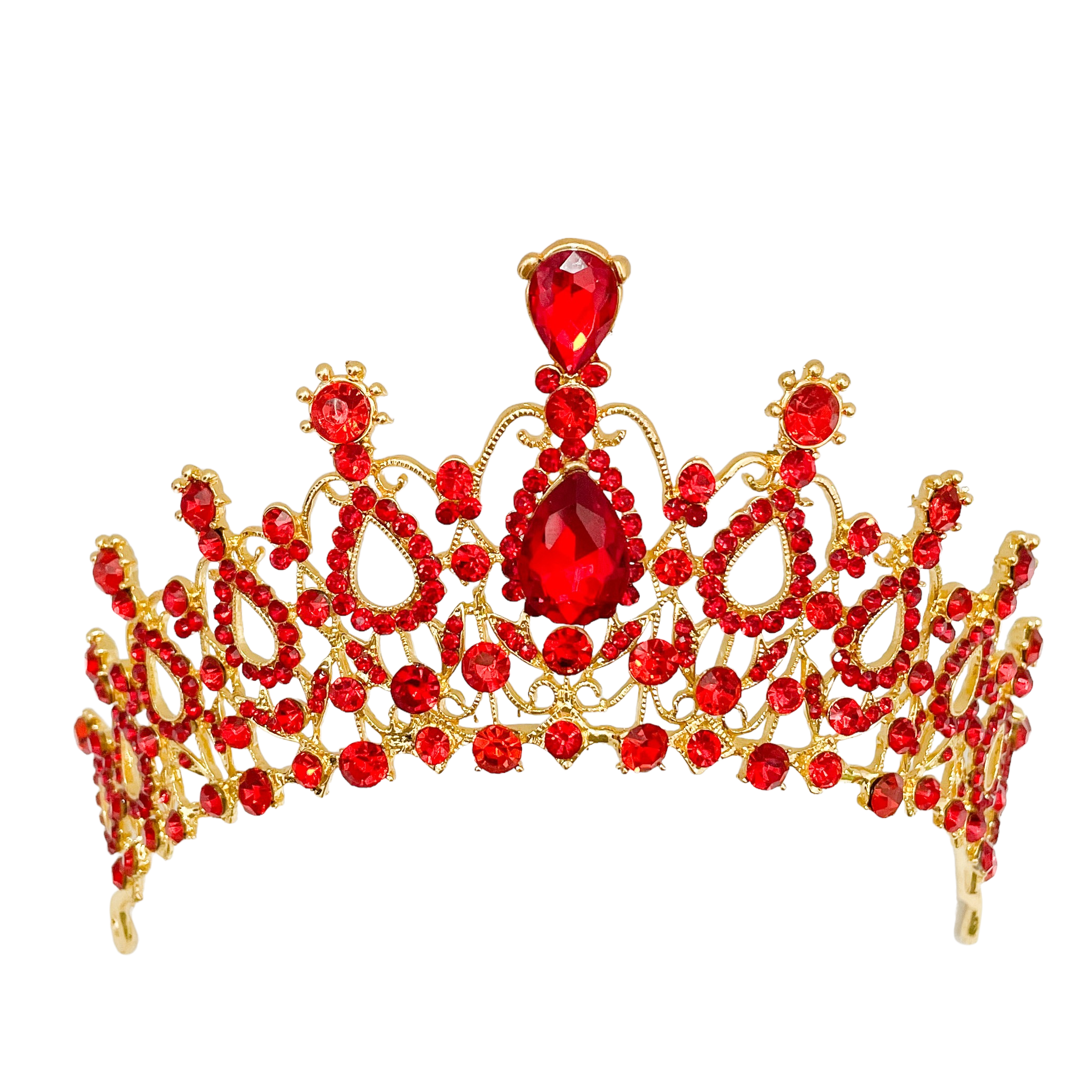 (พร้อมส่ง) เทียร่า 004 สีแดง มงกุฎนางงาม มงกุฎเจ้าหญิง งานสวย ปราณีต QCเพชรทุกเม็ด สินค้าพร้อมส่งจากไทย