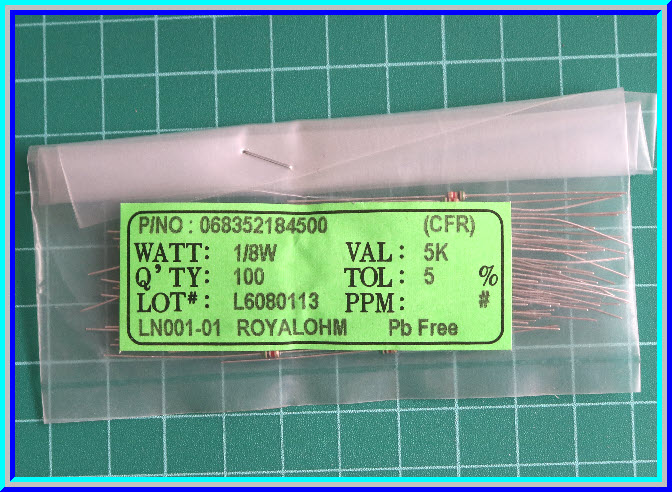 100x ตัวต้านทาน 5 Kohm 1/8 Watt 5% Royal Ohm