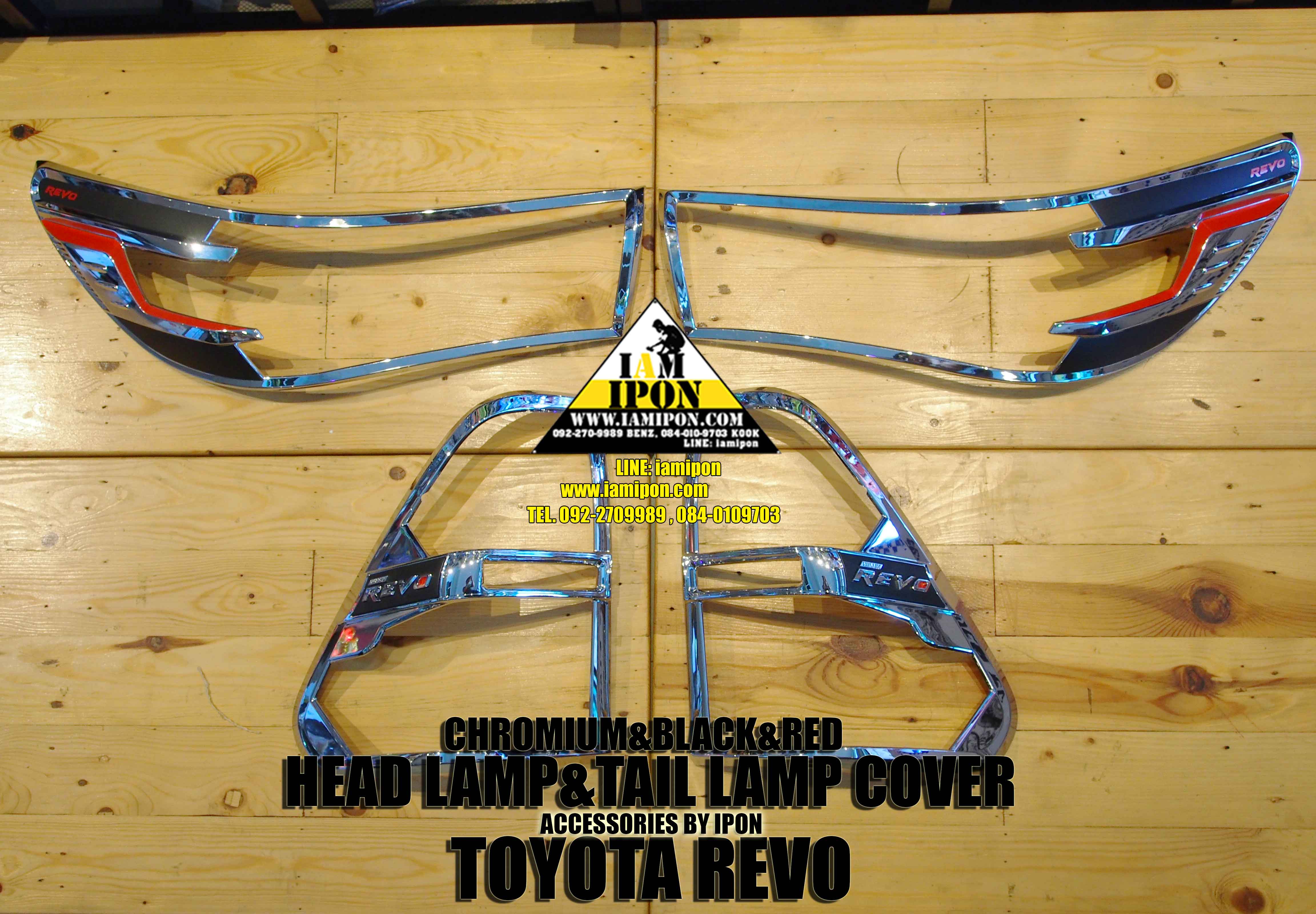 HEAD LAMP COVER TOYATA REVO CHROMIUM&BLACK&RED ครอบไฟหน้าโครเมียมดำแดงโตโยต้ารีโว้
