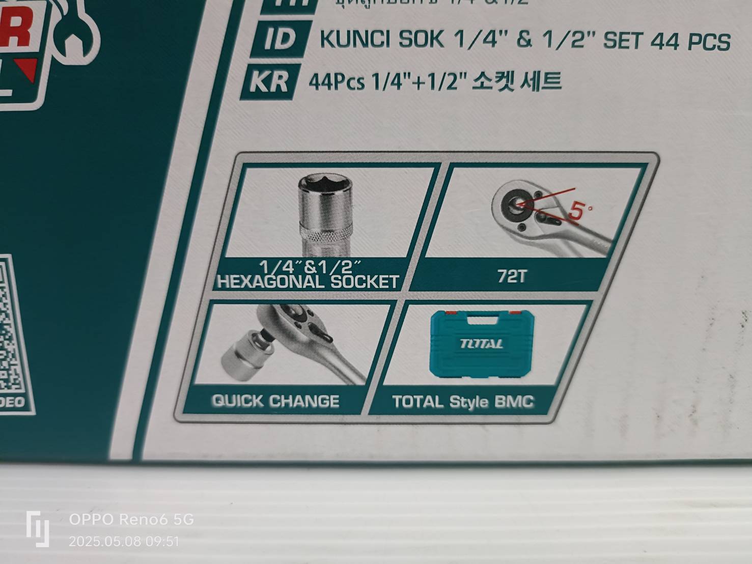 TOTAL ชุดลูกบล็อก 44ชิ้น รุ่น THT421441 ( Socket Set )