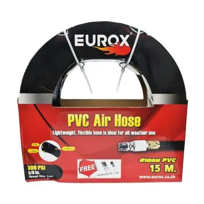 สายลม PVC 3/8 นิ้ว พร้อมข้อต่อ EUROX ความยาว 15 เมตร สีดำ