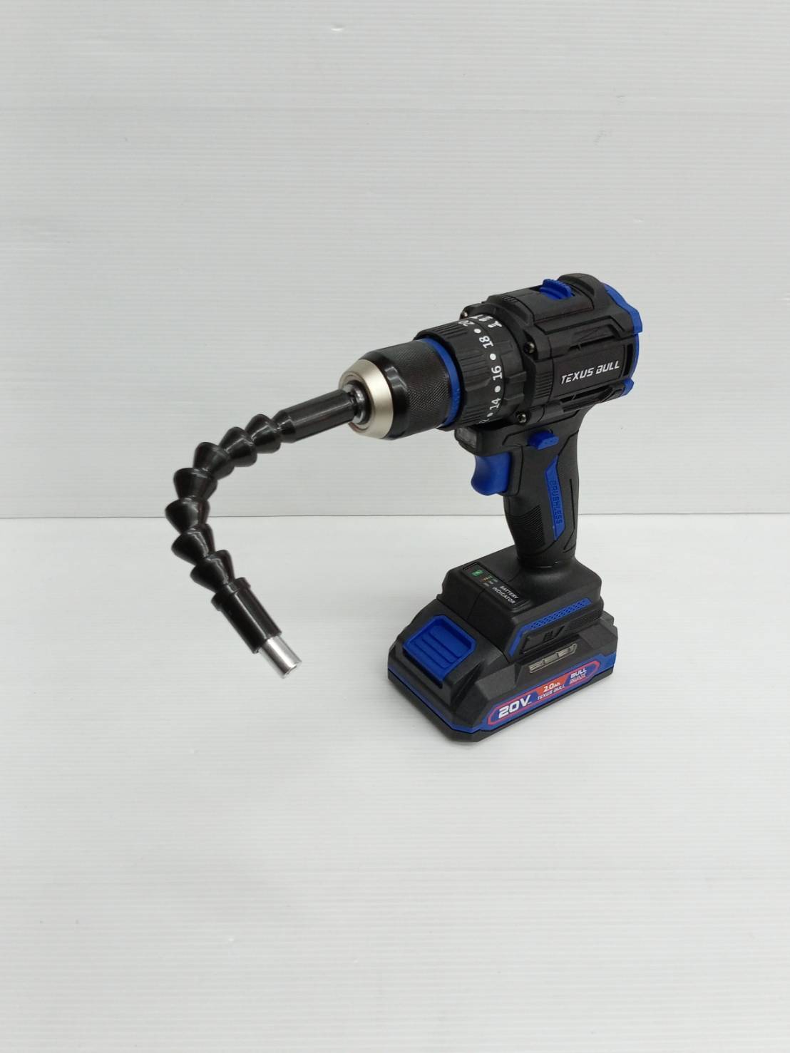 TEXUS BULL สว่านกระแทกไร้สาย คอสั้น 55Nm 20V แบตเตอรี่ 2.0Ahx1 Impact Drill TX-9632