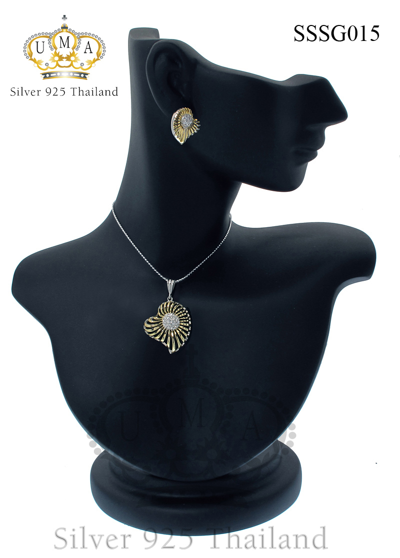 ต่างหูพร้อมจี้ ( ชุบทอง ) = Earring with Pendant ( Gold )