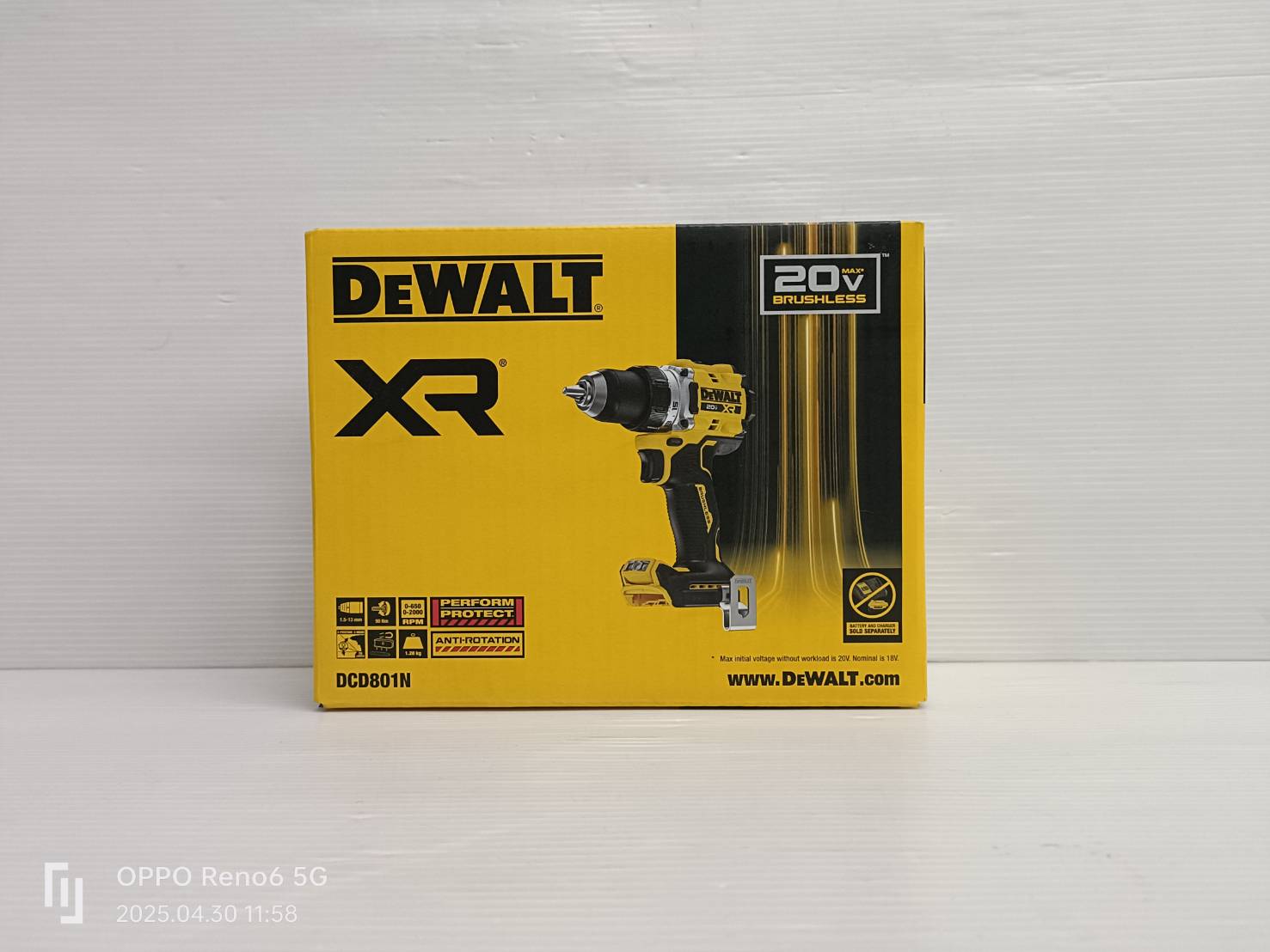 DEWALT สว่านไร้สาย 20V DCD801N-B1 (ตัวเปล่า)