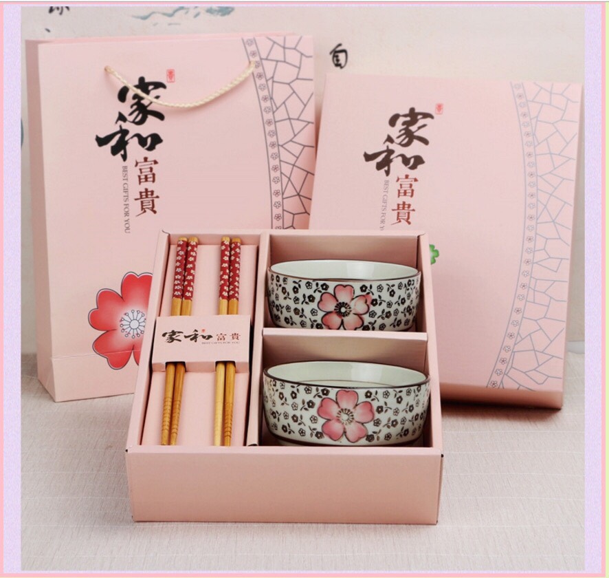 ชุดชามใหญ่พร้อมตะเกียบรับไหว้ ลายซากุระญี่ปุ่น