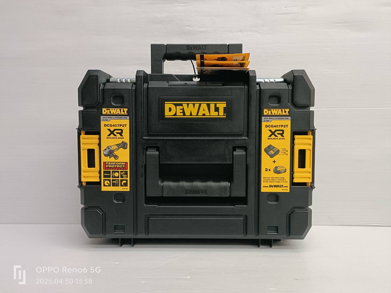 หินเจียรไร้สาย4" 20V DCG407P2T-B1 DEWALT (ครบชุด)