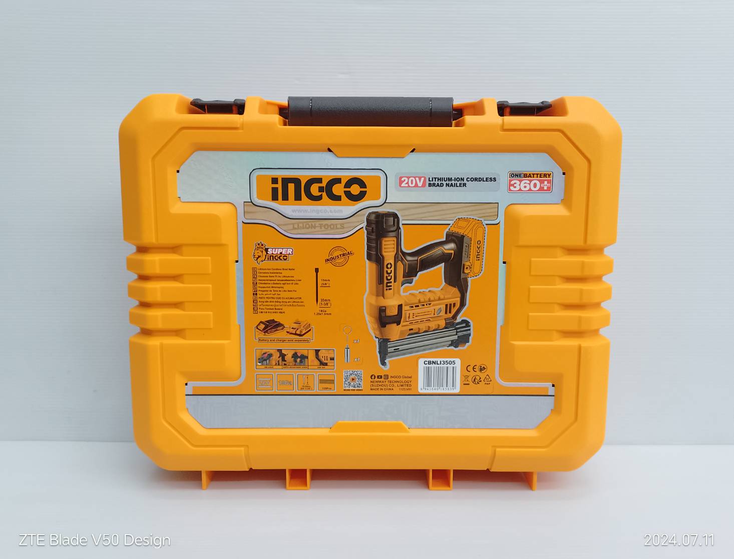 ปืนยิงตะปู20V CBNLI3505 INGCO (ใช้กับตะปู F15-F35) เครื่องเปล่า
