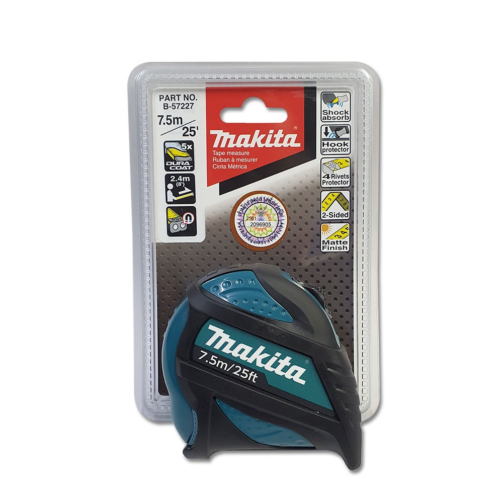 ตลับเมตร 7.5m/25ftx25mm/1″ (มิล/นิ้ว) B-57227 MAKITA มีแม่เหล็ก