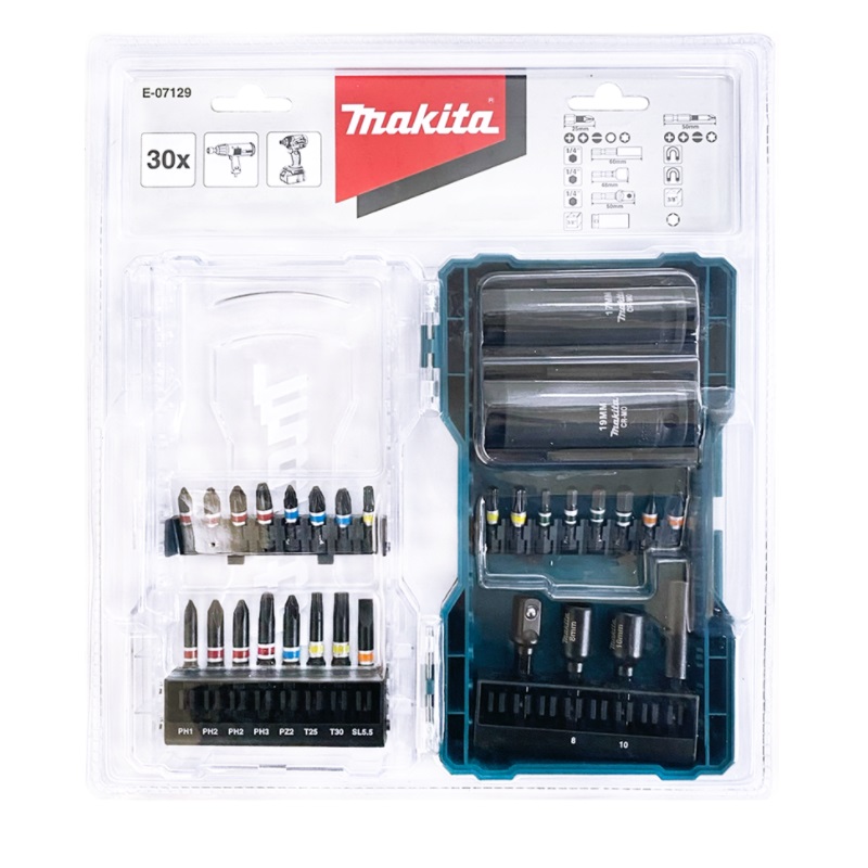 ชุดไขควง30ชิ้น พร้อมเคสใส MAKITA E-07129