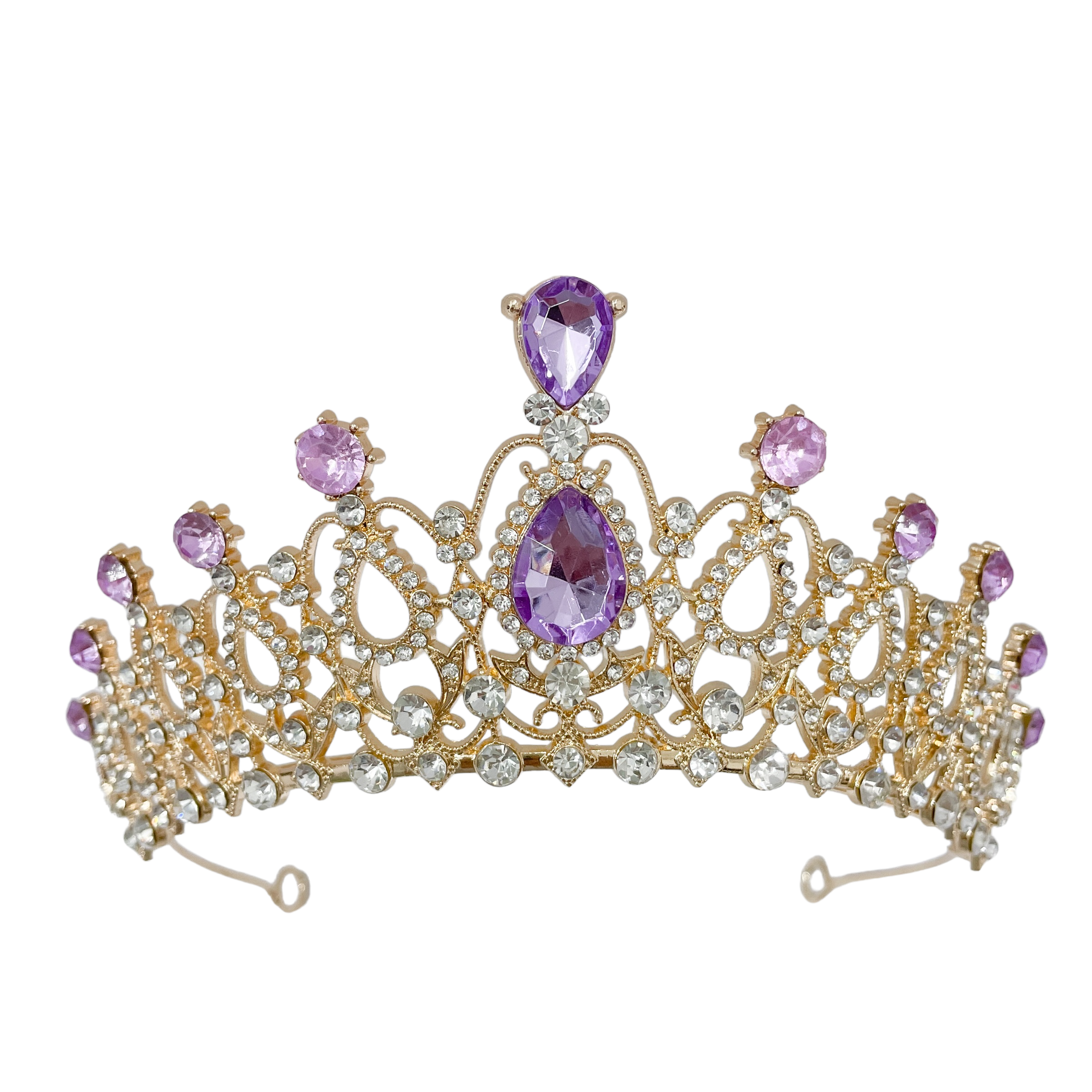 (พร้อมส่ง) เทียร่า 004 สีทอง-ม่วง มงกุฎนางงาม มงกุฎเจ้าหญิง งานสวย ปราณีต QCเพชรทุกเม็ด สินค้าพร้อมส่งจากไทย