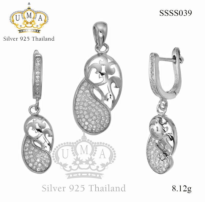 ต่างหูพร้อมจี้ ( เงิน ) = Earring with Pendant ( Silver )