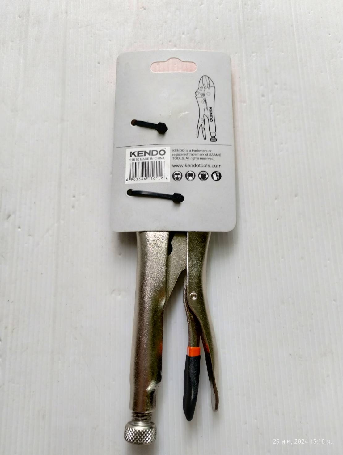 KENDO KD-11610 คีมล็อคปากตรง 250mm. 10" เกรด Cr-V แท้