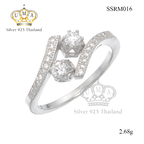 แหวนเงินแท้925เพรชประดับเพรชแท้สวิส เกรดดี น้ำใส