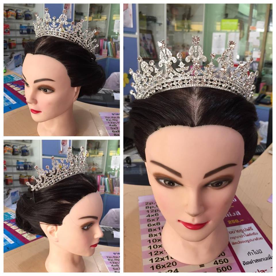 (พร้อมส่ง) เทียร่า 016 สีเงิน มงกุฎนางงาม มงกุฎเจ้าหญิง งานสวย ปราณีต QCเพชรทุกเม็ด สินค้าพร้อมส่งจากไทย
