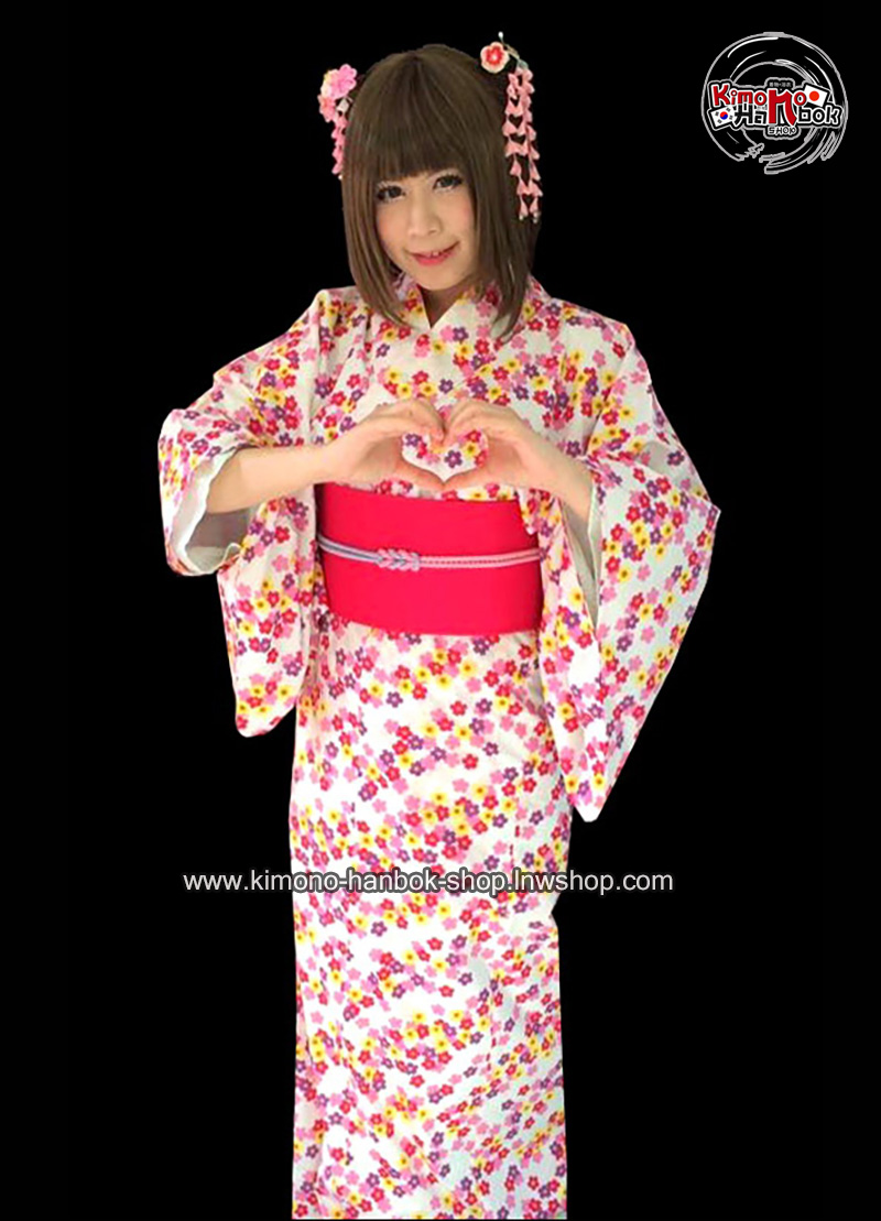 set.ยูกาตะ สีขาวลายซากุระ