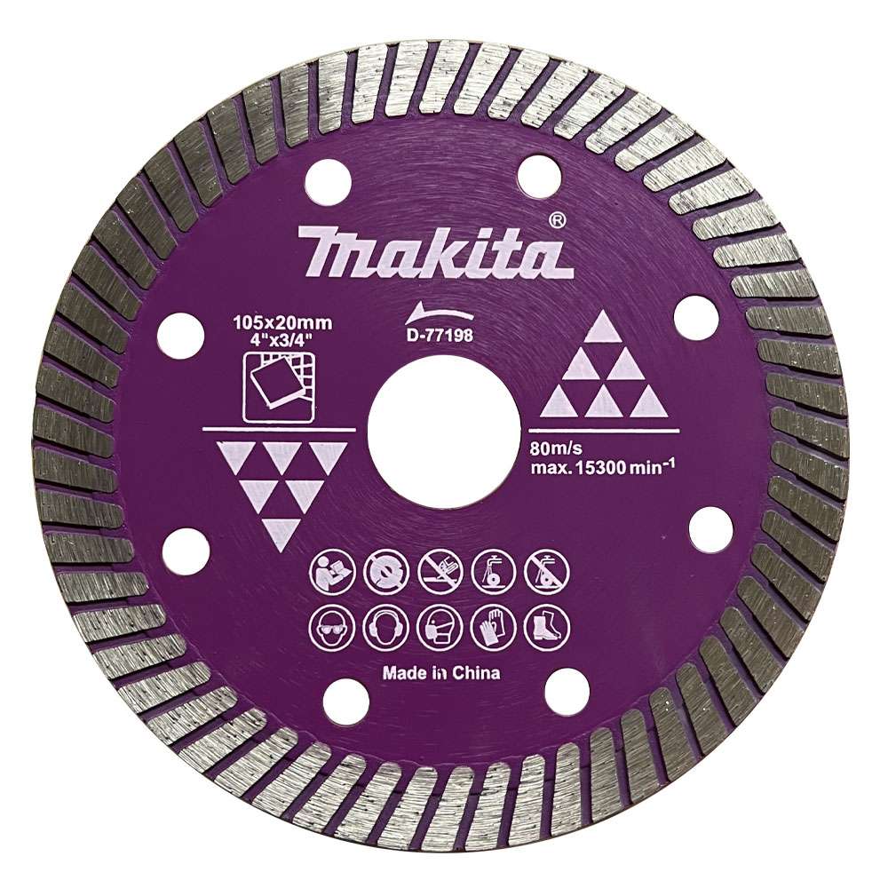 MAKITA D-77198 ใบเพชร 4″ 105x2x7x20x16mm (ซี่ สีม่วง) ตัดกระเบื้อง (ตัดน้ำ/ตัดแห้ง)