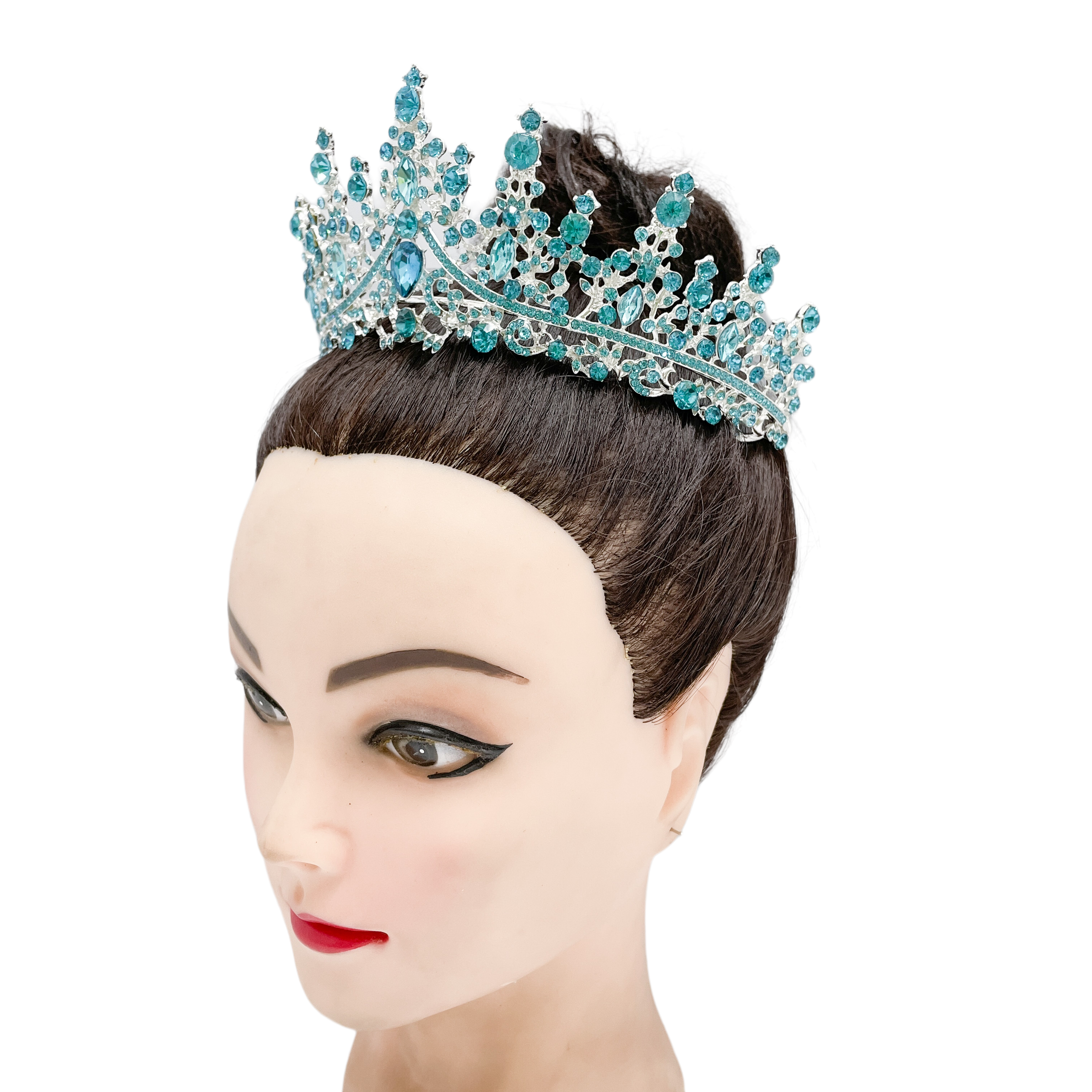 (พร้อมส่ง) เทียร่า 273 สีฟ้าล้วน มงกุฎนางงาม มงกุฎเจ้าหญิง งานสวย ปราณีต QCเพชรทุกเม็ด สินค้าพร้อมส่งจากไทย