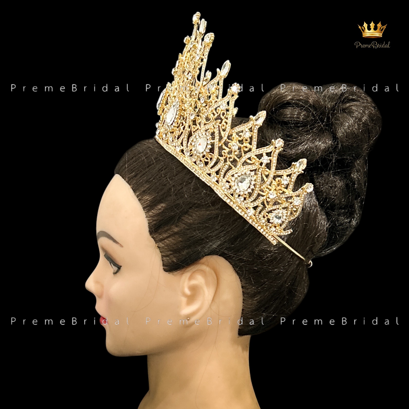 (พร้อมส่งจากไทย) มงกุฏ 115 สีทอง มงกุฎนางงาม มงกุฎเพชร มงกุฎประกวด สวยงามอลังการ ฐานมงวงกลมปรับได้ สินค้าพร้อมส่ง ไม่ต้องรอนาน งานพรีเมี่ยม