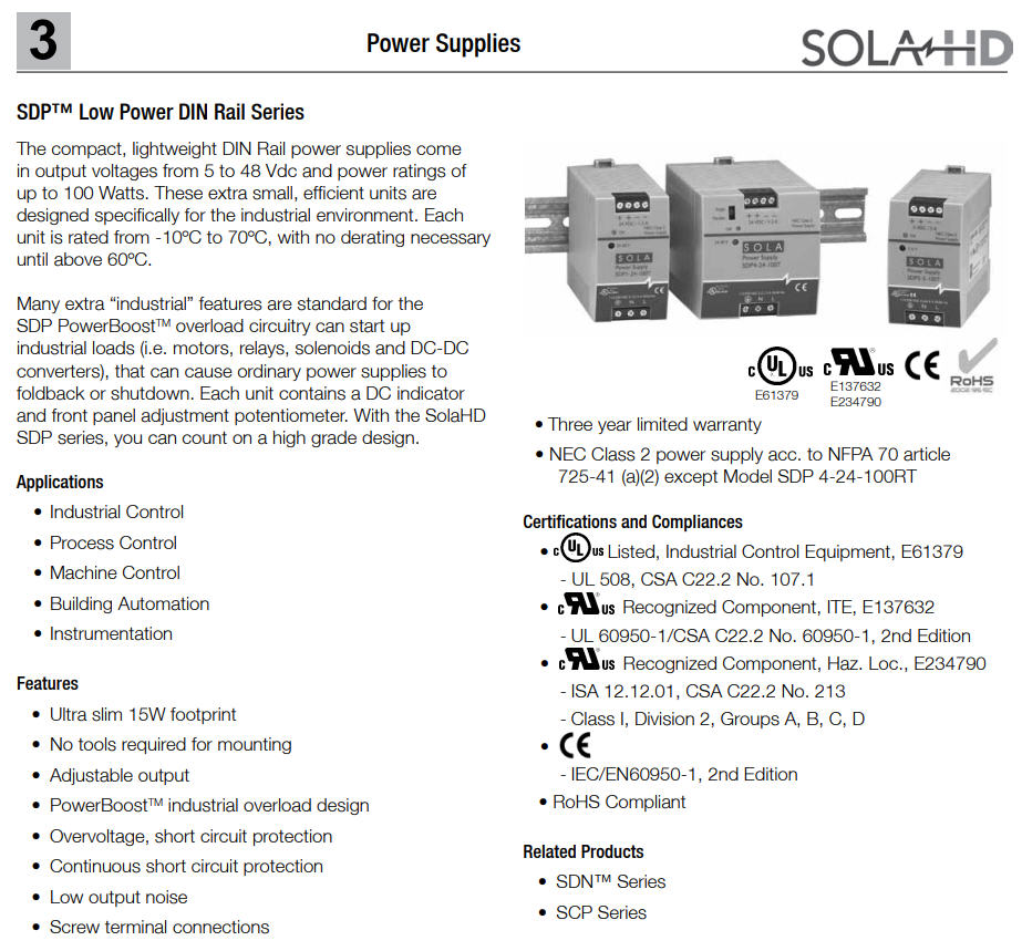 1x แหล่งจ่ายไฟสวิตชิ่ง 85-264VAC เป็น 5Vdc 5A ยี่ห้อ SOLA