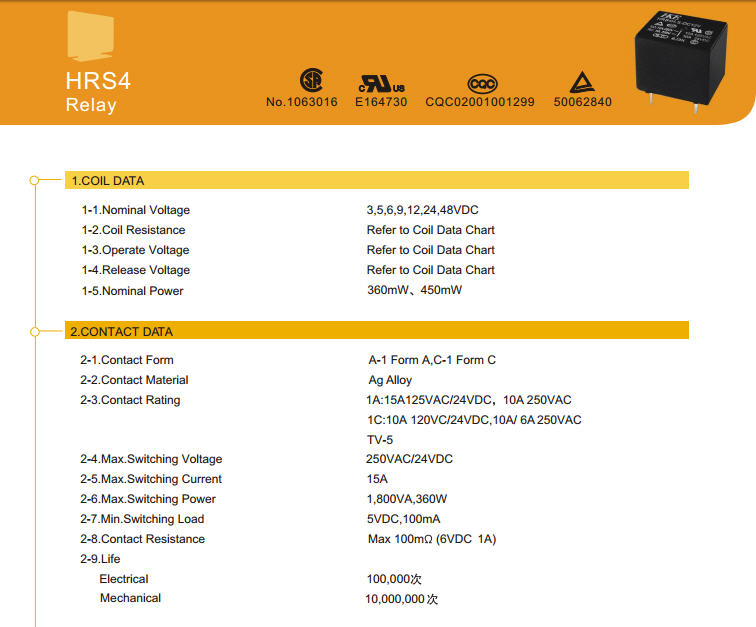 1x Relay Coil 24 Vdc 1 Form C (SPDT) Rating 10A 120VAC/24Vdc, 10A/6A 250VAC