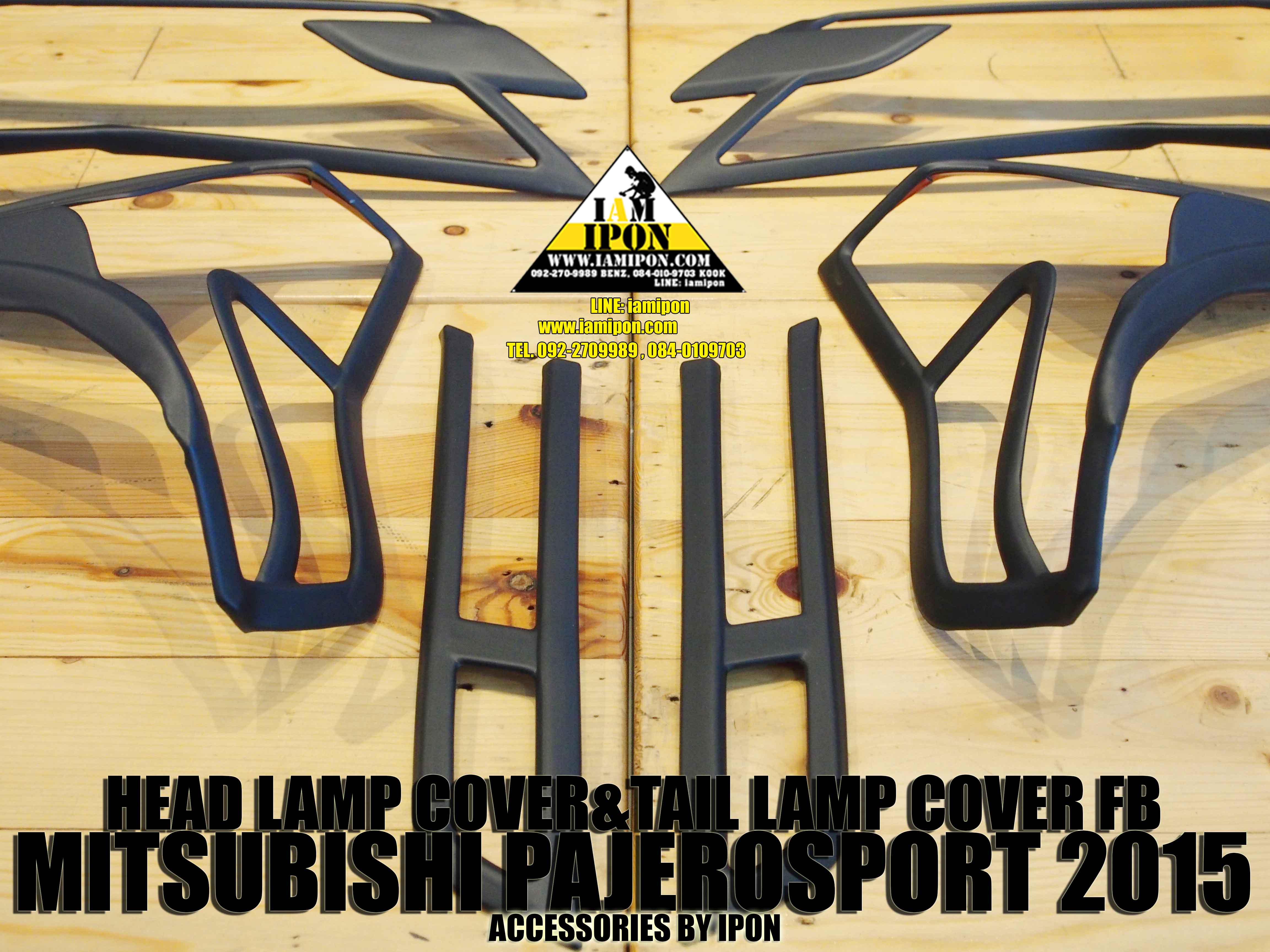 HEAD LAMP COVER PAJERO SPORT 2015 FLATBLACK ครอบไฟหน้าดำด้าน ปาเจโร่สปอร์ต 2015