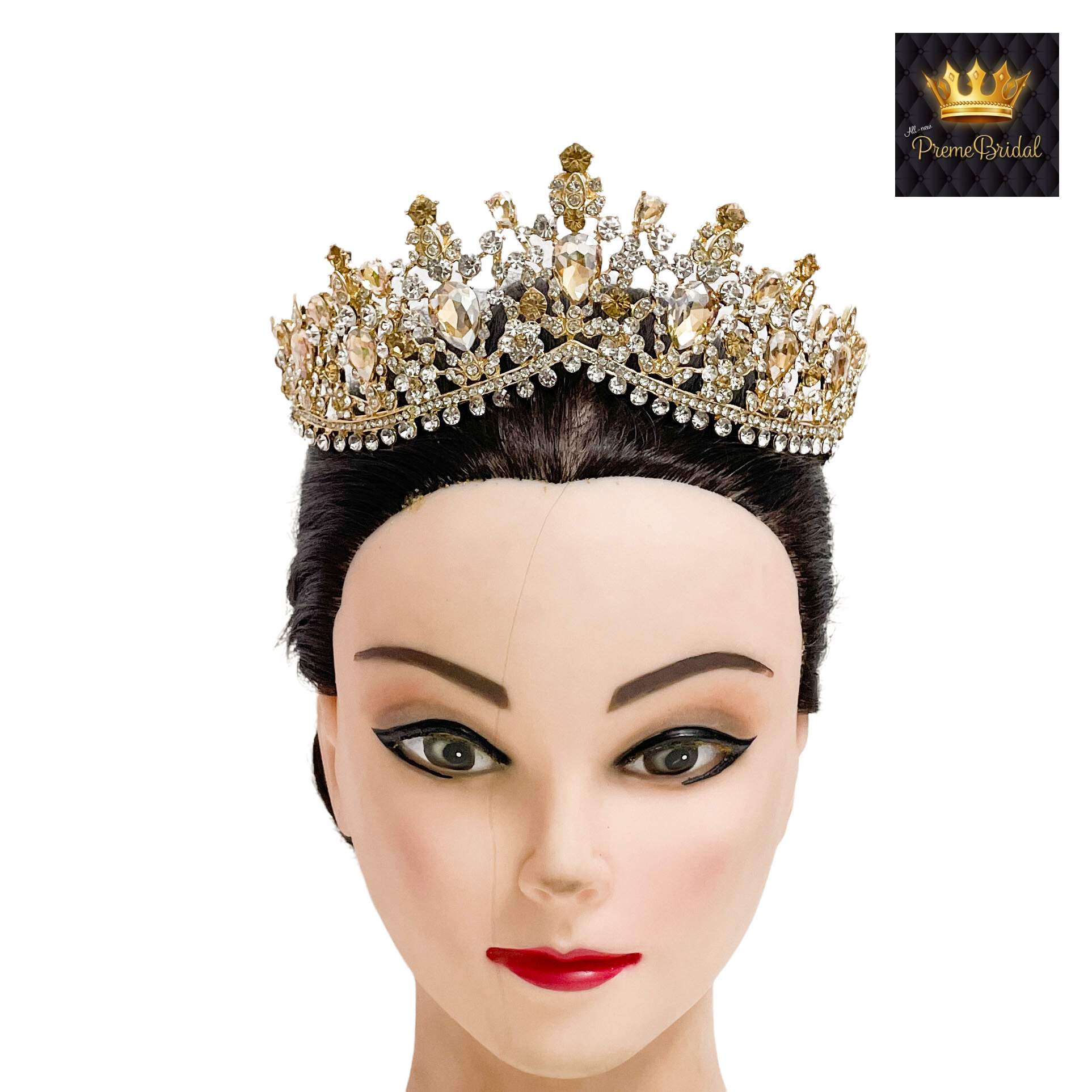 (พร้อมส่ง) เทียร่า 332 สีเหลืองทอง มงกุฎนางงาม งานสวย ปราณีต QCเพชรทุกเม็ด สินค้าพร้อมส่งจากไทย