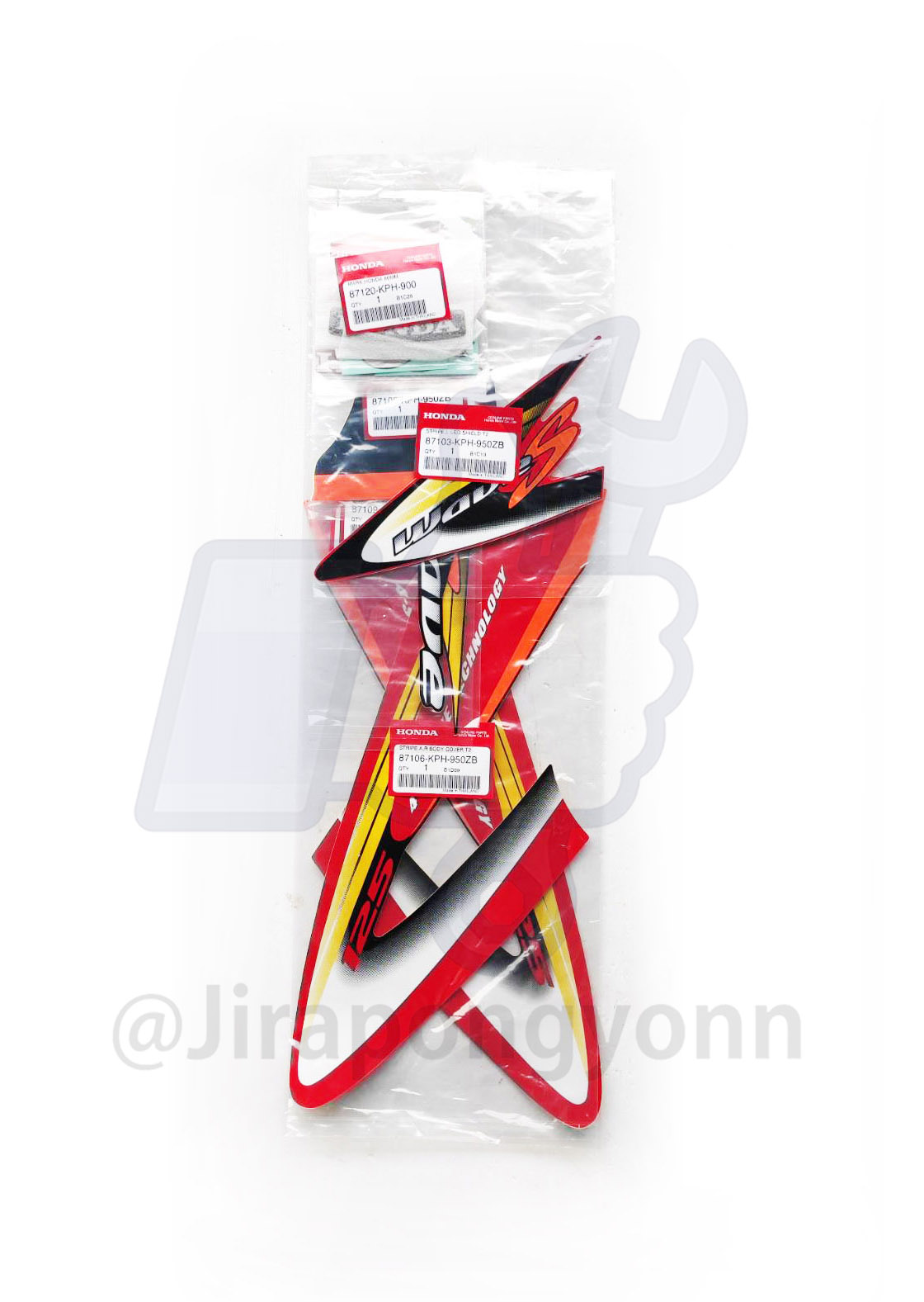 Honda สติ๊กเกอร์ Wave125S หัวเถิก สีแดง-ดำ ปี 2001 แท้ ศูนย์ Wave125S ปี 2001