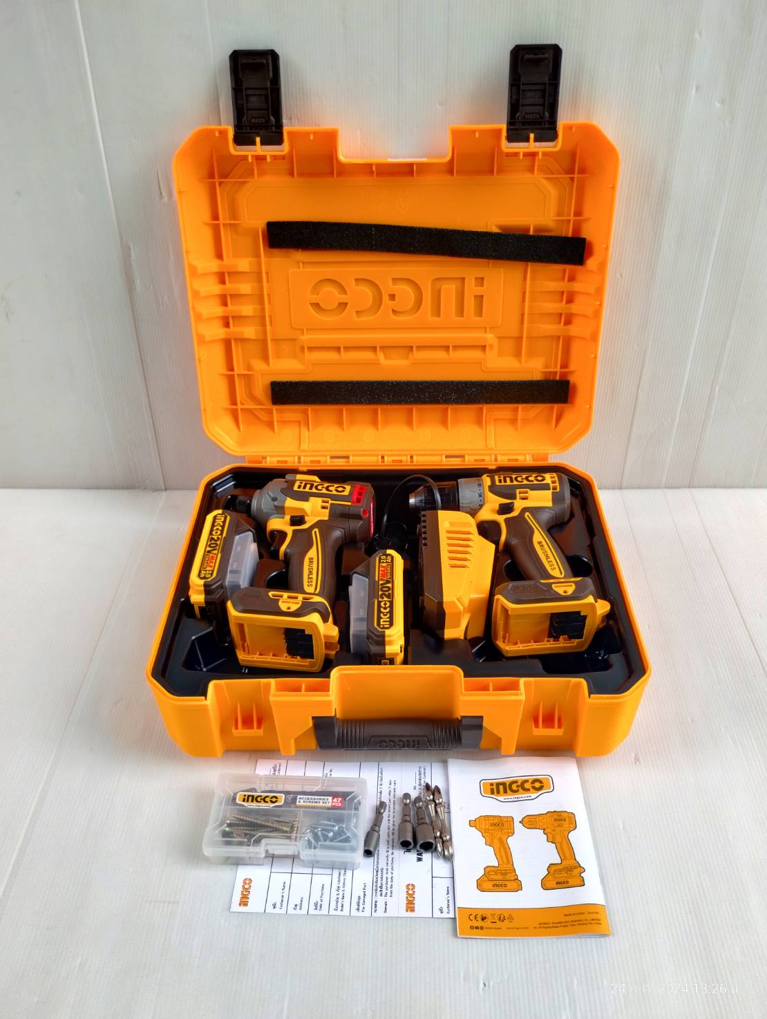 INGCO Combo Set สว่านไร้สาย+ไขควงกระแทก 285 N.m.CKLI20272