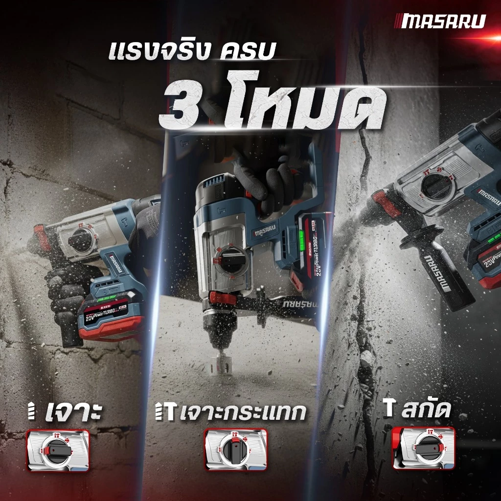 สว่านโรตารี่20V 3ระบบ SCDR-205-B2 MASARU (รุ่นใหม่)