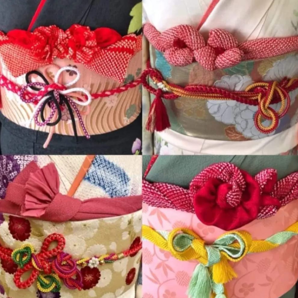 setผ้าชิโบริ+เชื่อกประดับโอบิ แดงอมชมพูเข้ม02