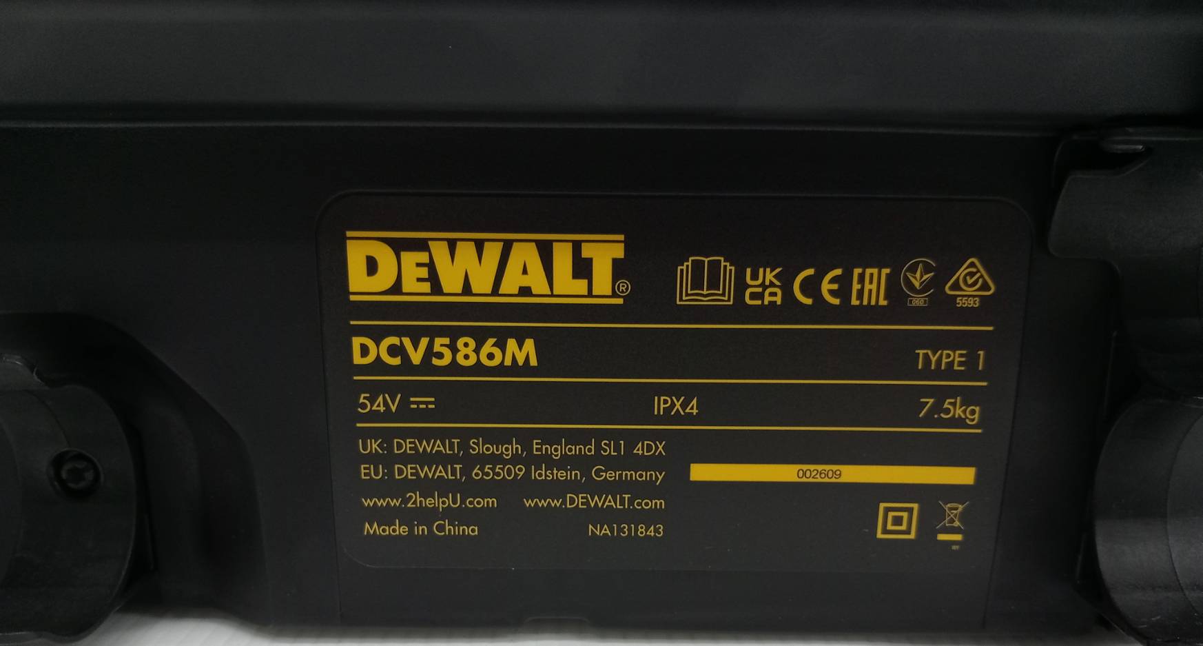 DEWALT รุ่น DCV586MN-XJ เครื่องดูดฝุ่นไร้สายไร้แปรงถ่าน 54V(60V Max) Flexvolt เฉพาะตัวเครื่อง
