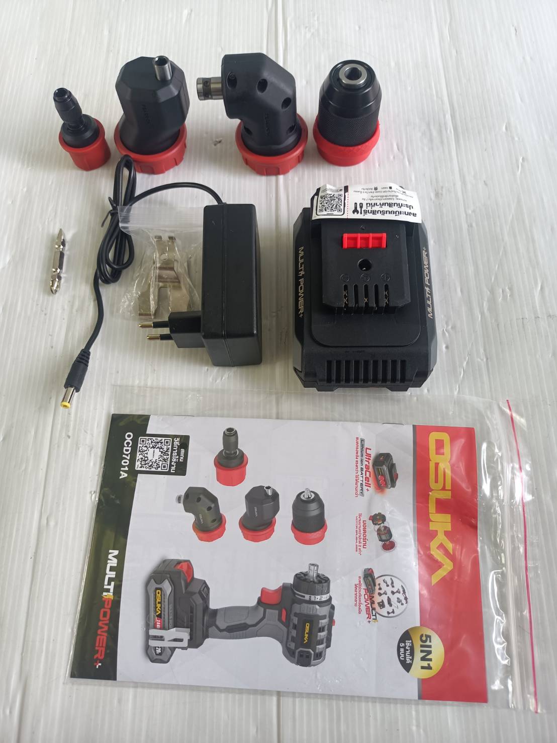 OSUKA สว่านไร้สาย OCD701A-D1 5IN1 เปลี่ยนหัวได้ 5แบบ