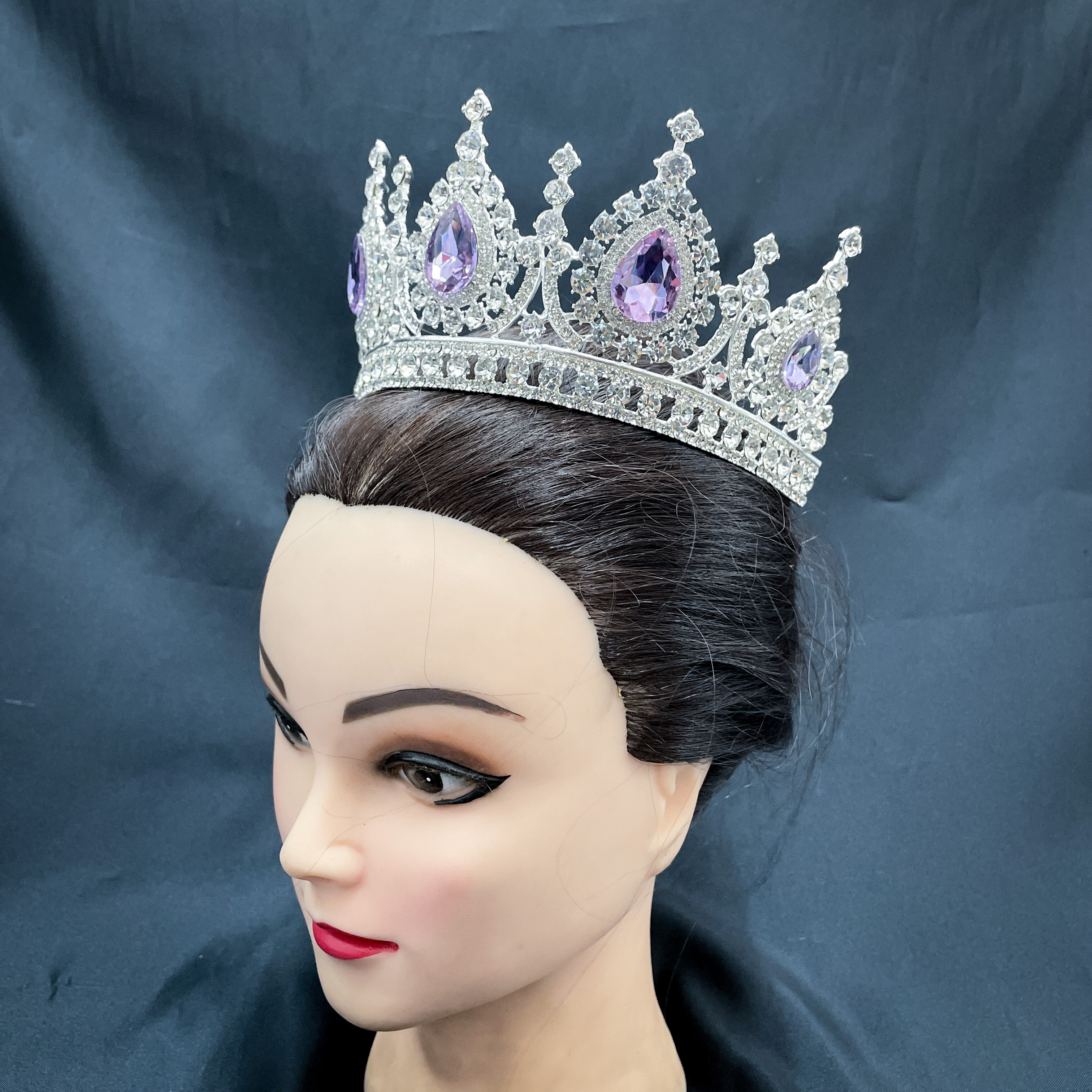 (พร้อมส่ง) เทียร่า 282 สีม่วง มงกุฎนางงาม มงกุฎเจ้าหญิง งานสวย ปราณีต QCเพชรทุกเม็ด สินค้าพร้อมส่งจากไทย