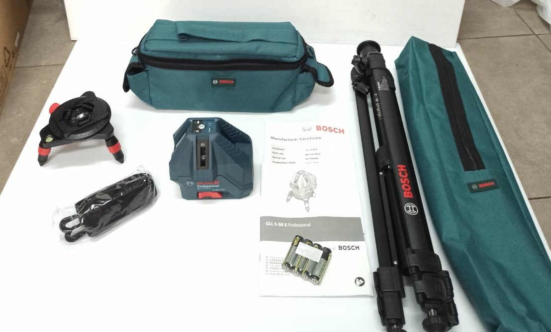 เลเซอร์ระดับ5เส้น แสงแดง GLL5-50X KIT BOSCH พร้อมขาตั้ง