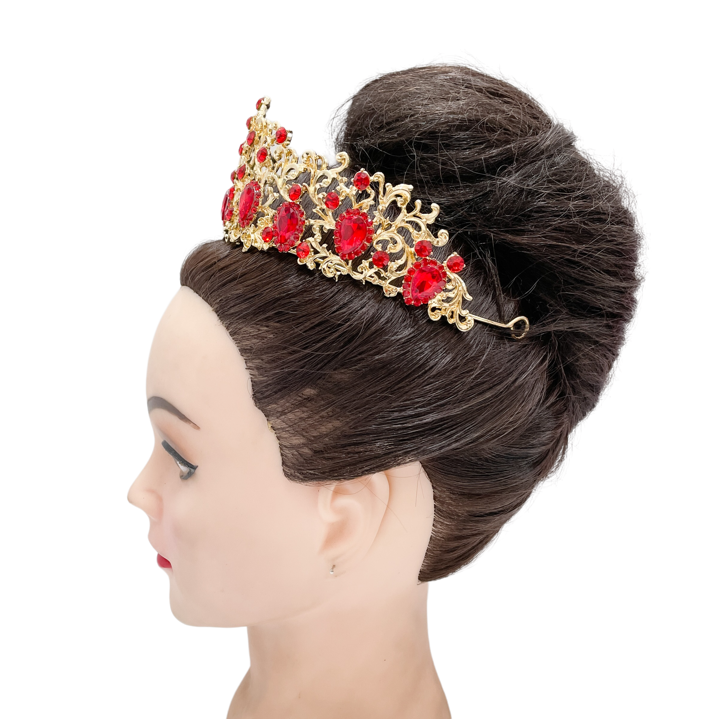 (พร้อมส่ง) เทียร่า 006 สีแดง มงกุฎนางงาม มงกุฎเจ้าหญิง งานสวย ปราณีต QCเพชรทุกเม็ด สินค้าพร้อมส่งจากไทย