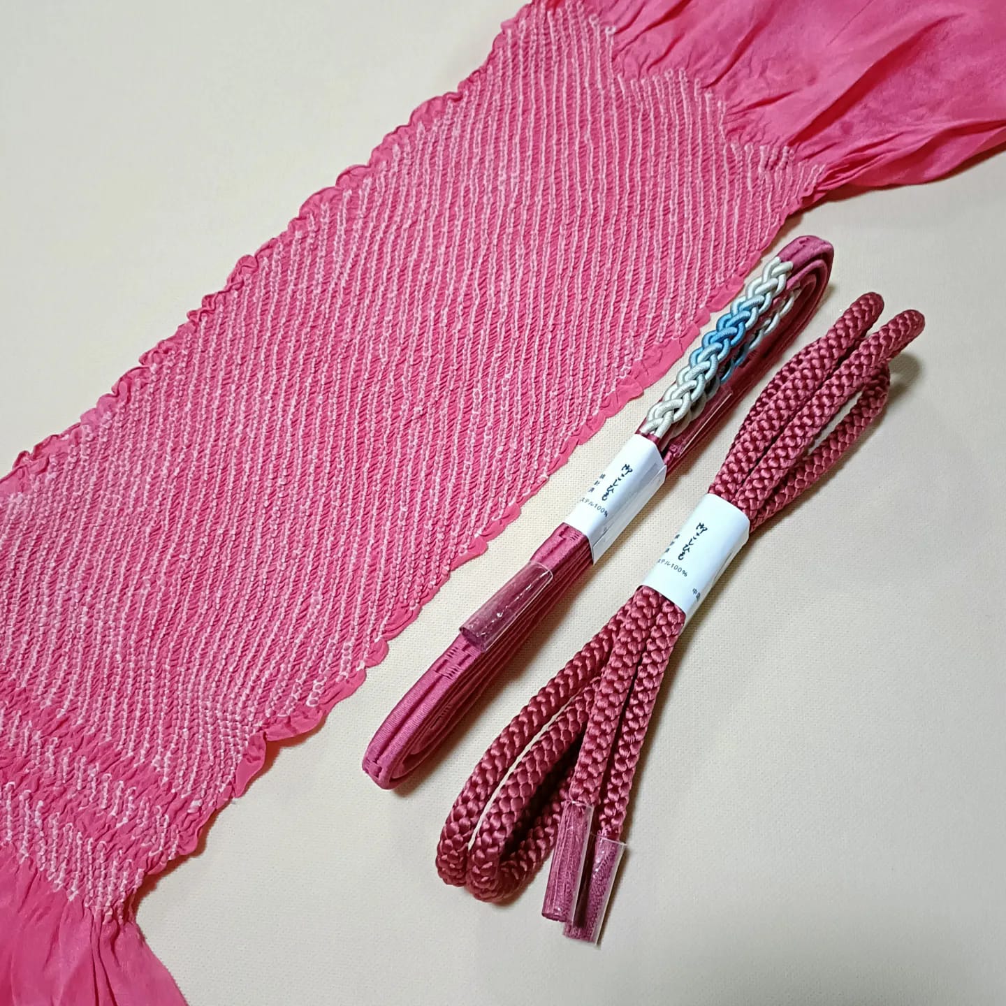 setผ้าชิโบริ+เชื่อกประดับโอบิ ชมพูอิฐ09