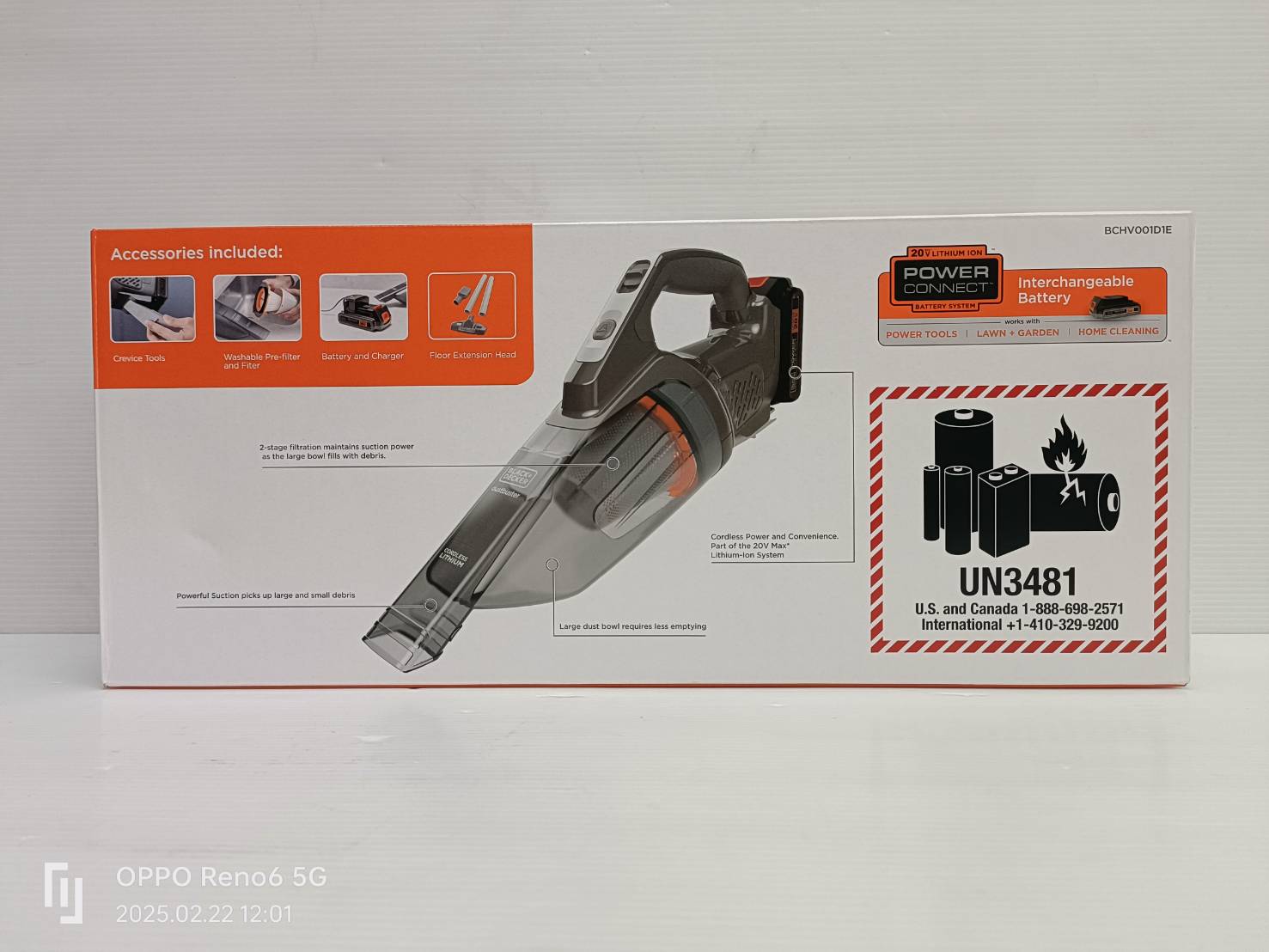 เครื่องดูดฝุ่นมือถือไร้สาย 20V BCHV001D1E-B1 BLACK&DECKER