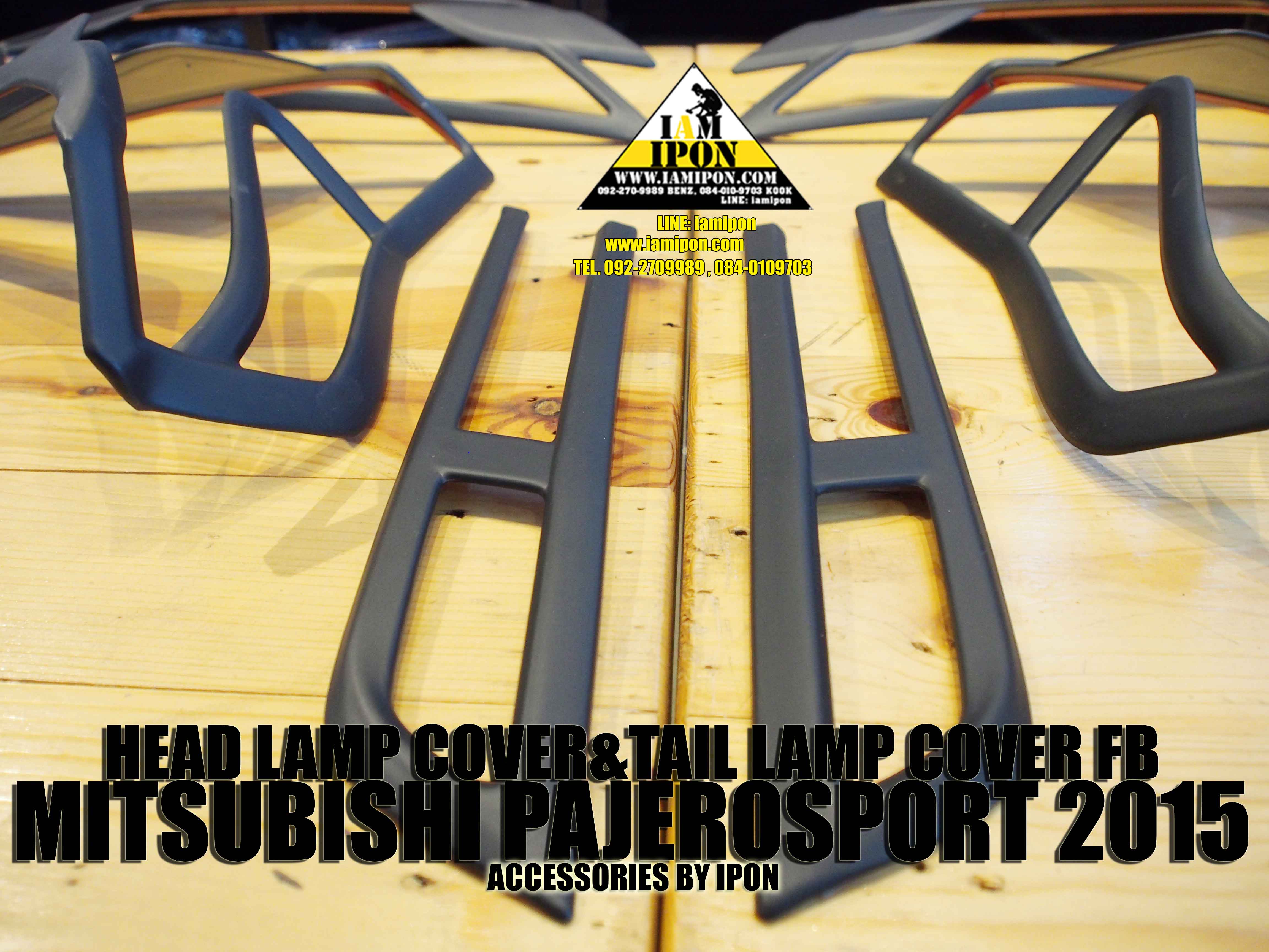 HEAD LAMP COVER PAJERO SPORT 2015 FLATBLACK ครอบไฟหน้าดำด้าน ปาเจโร่สปอร์ต 2015